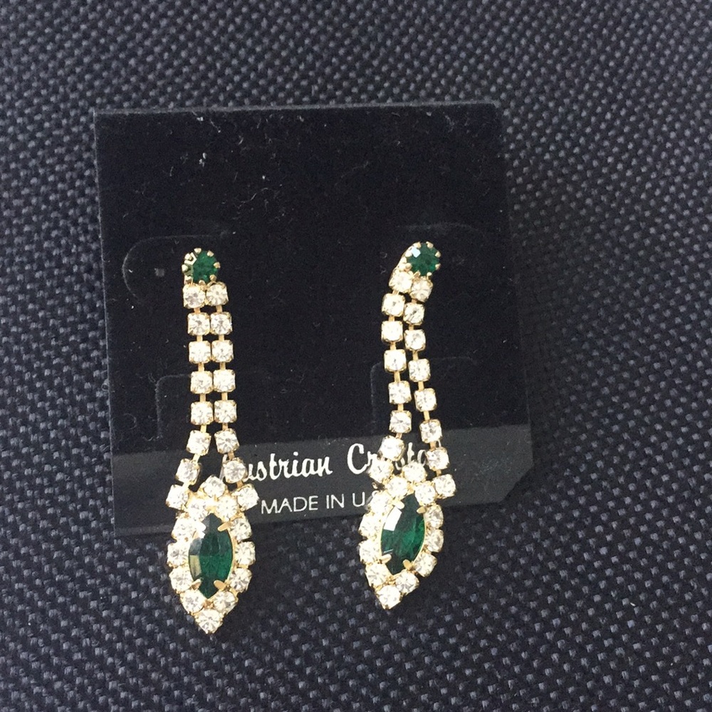 Emerald and diamond drop earrings